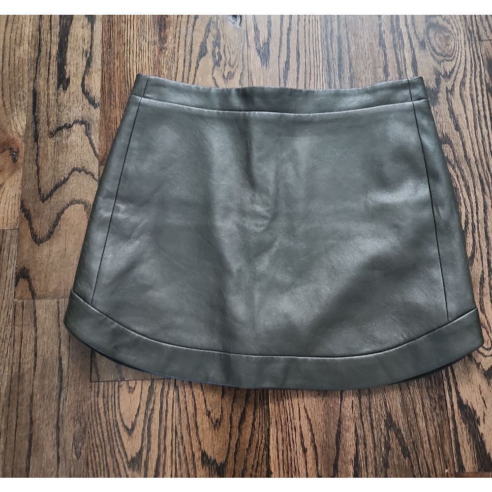 BCBGMaxAzria Olive PU Leather Mini Skirt Size S